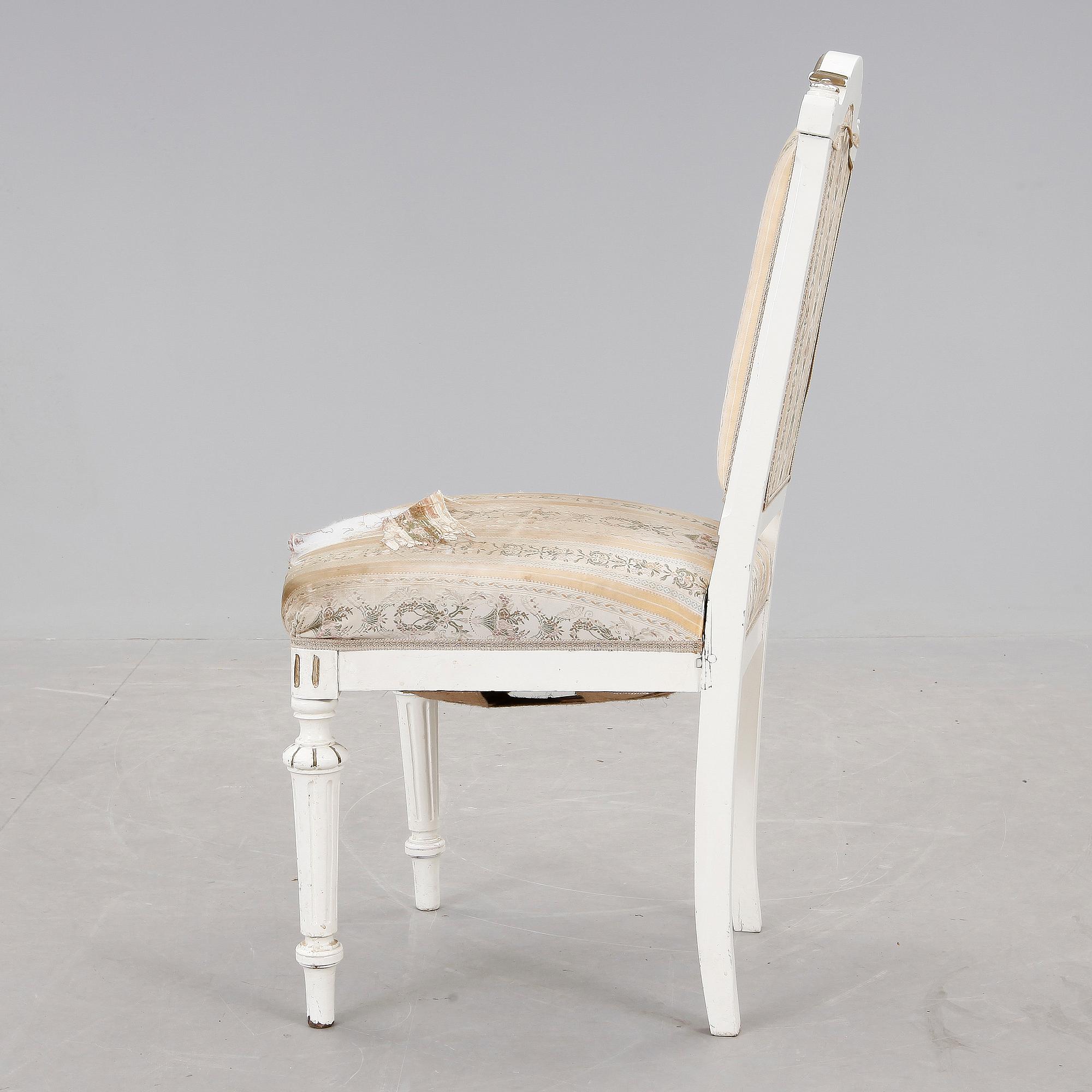 STOLAR, 3 st, nyrokoko, samt STOL, gustaviansk stil, 1800/1900-tal.