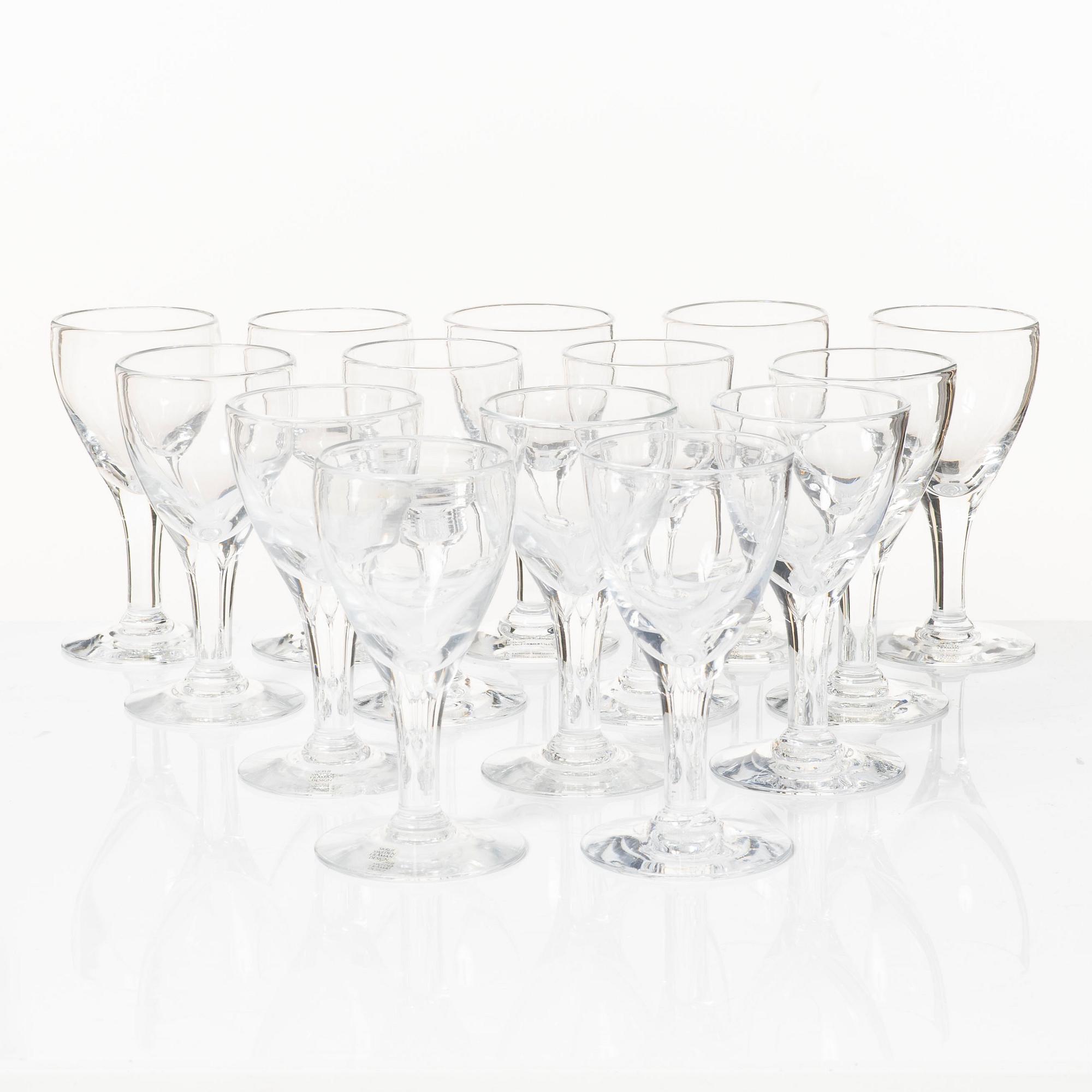 Ingegerd Råman, a set of 14 wine glasses, "Bellman", Skruf.