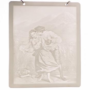 Four lithphane plaques, 19th century.