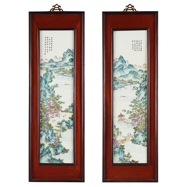 A pair of Chinese porcelain placques, 20th Century.