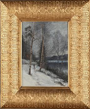 OKÄND KONSTNÄR, olja på duk, signerad V Toll, 1900-talets första hälft.