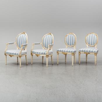 Four Gustavian chairs, late 18th Century.