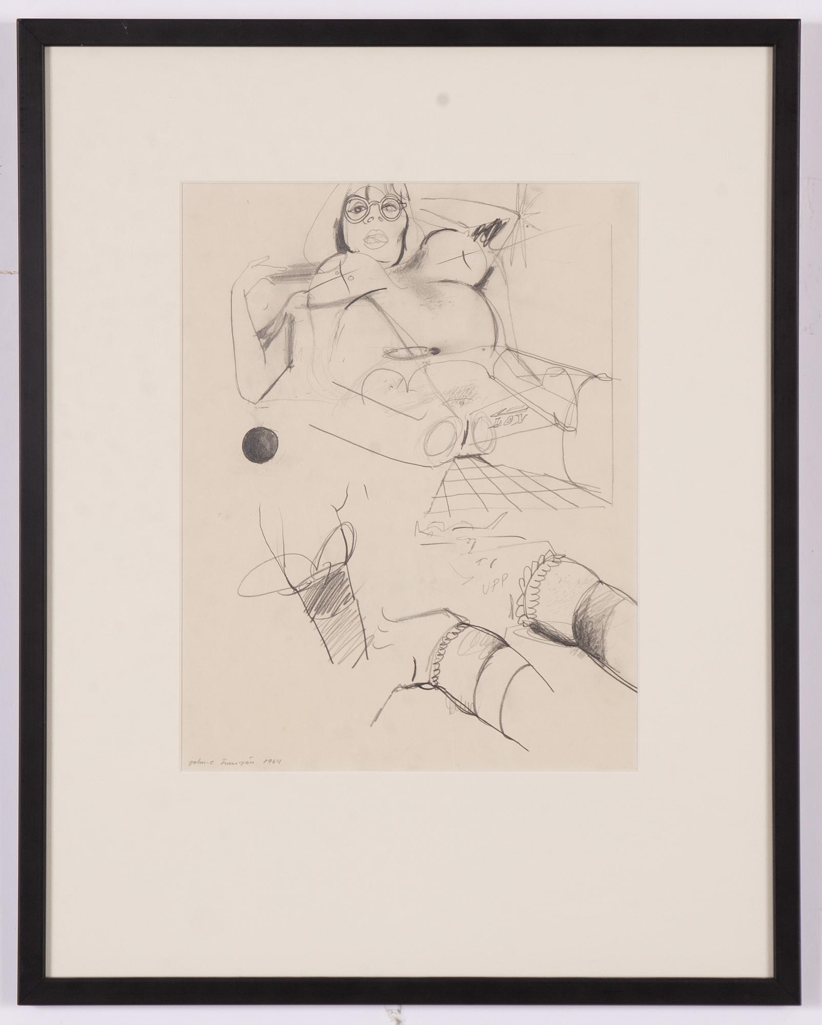 John-E Franzén, Probably study for ”Flicka med vit rand” ( "Girl with White Stripe"),  1964.