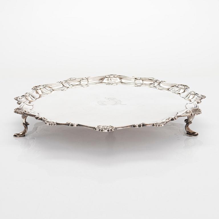 A George III sterling silver salver, London 1770. Maker's mark I.C,  possibly of John Carter II.