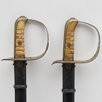 Two cavalry sabres, Swedish, m/1867 with scabbard.