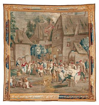 TAPESTRY, tapestry weave. Flemish "Kermess". 345,5  x 332,5 cm. Flanders, probably Brussels, around 1700.