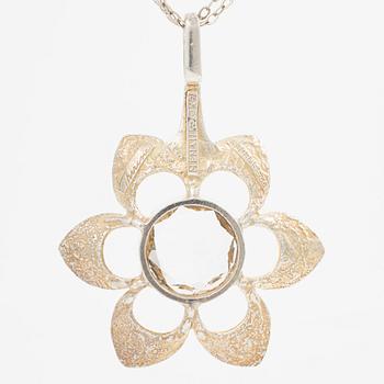 Theresia Hvorslev, Pendant, silver with faceted rock crystal, Lidköping 1972.