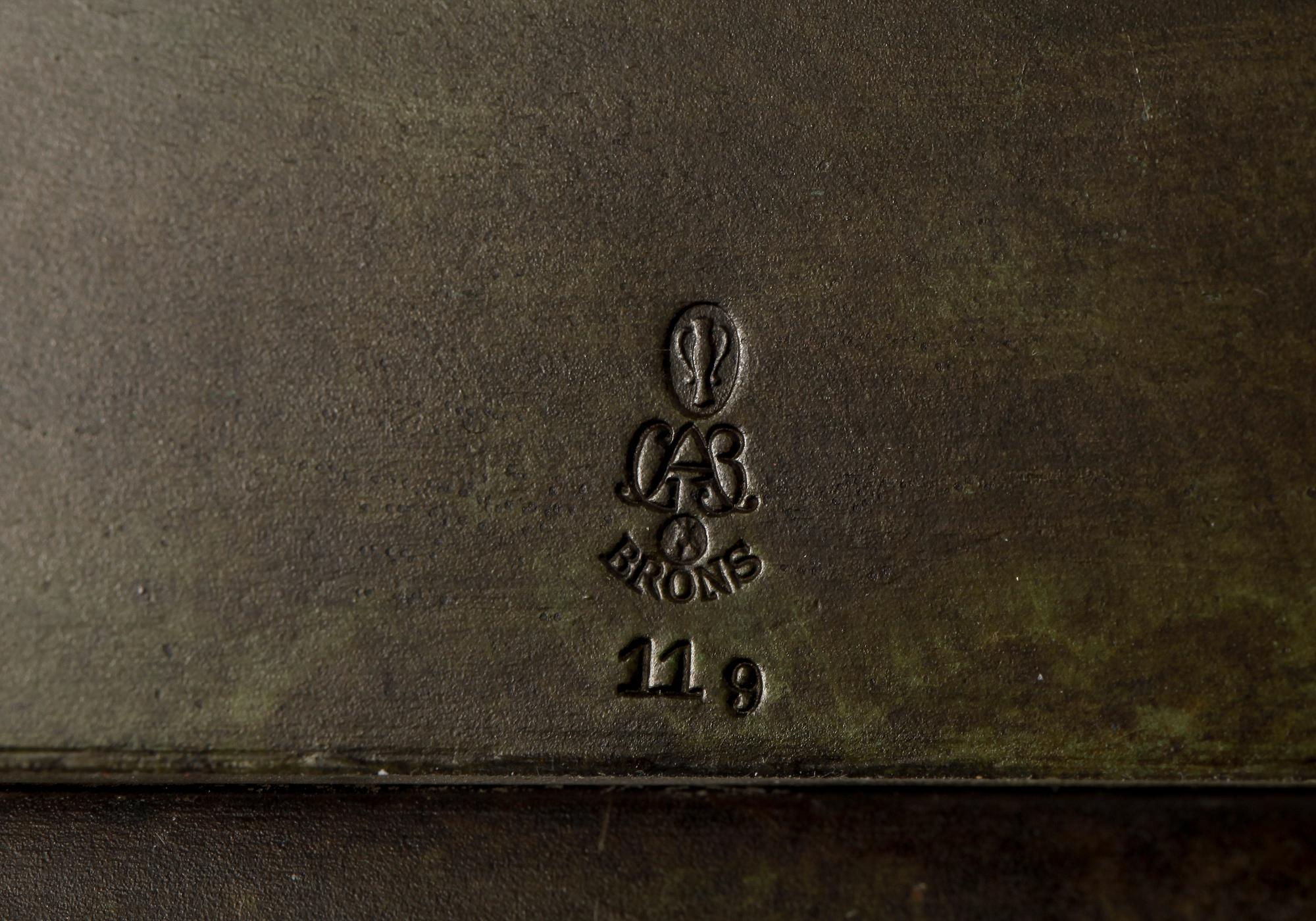 SKRIVBORDSSET, brons, 5 delar, 1900-tal.