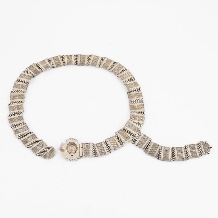 An Ottoman parcel gilt silver belt from Bitlis, mark of Kavafcıyan, around the turn of the 20th Century.