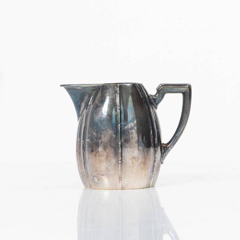 Sugar bowl, creamer and tray, silver, mid-20th century.