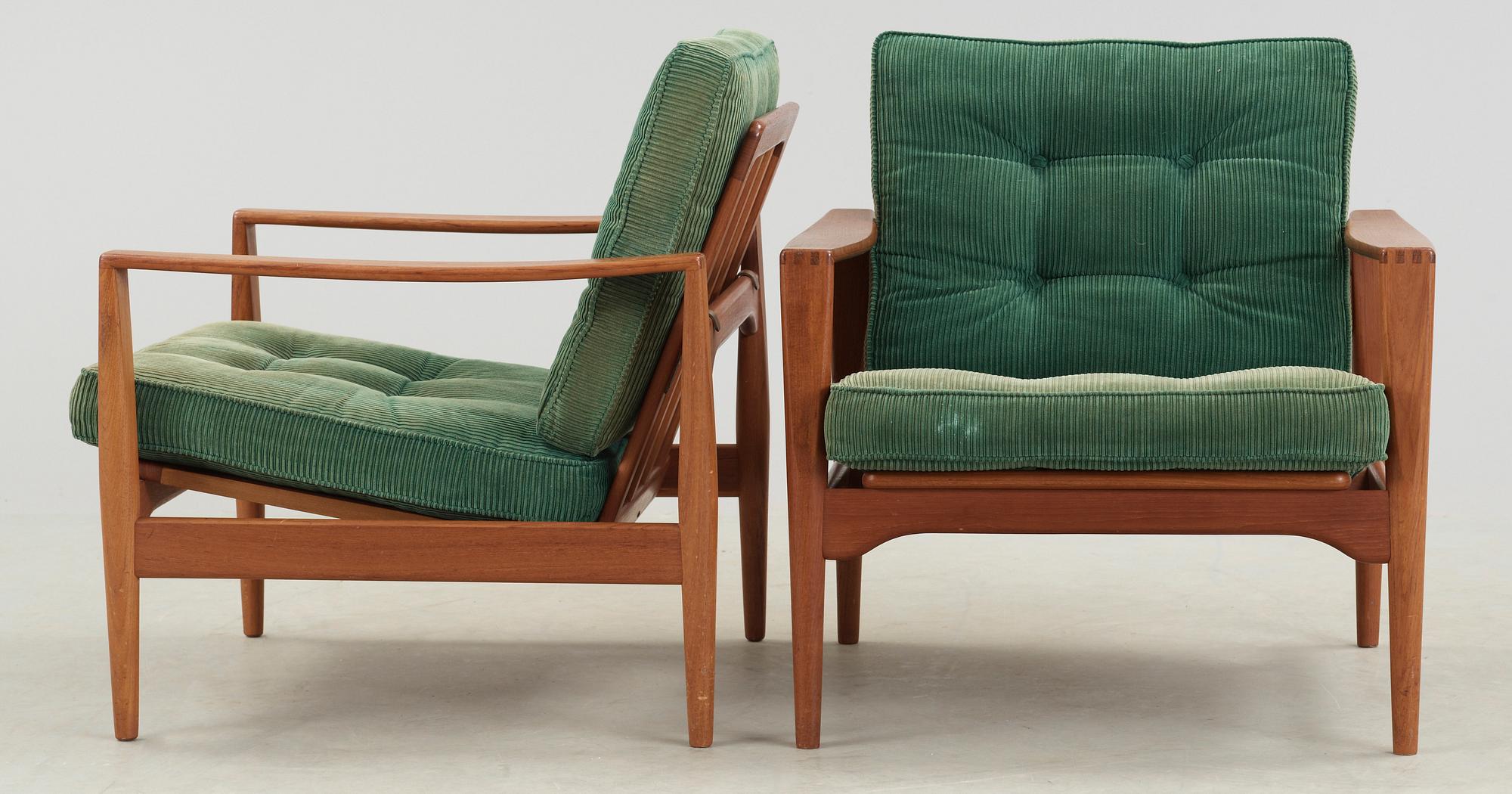 FÅTÖLJER, ett par, etikettmärkt, Danish Furniture Control, Danmark, 1900-talets mitt.