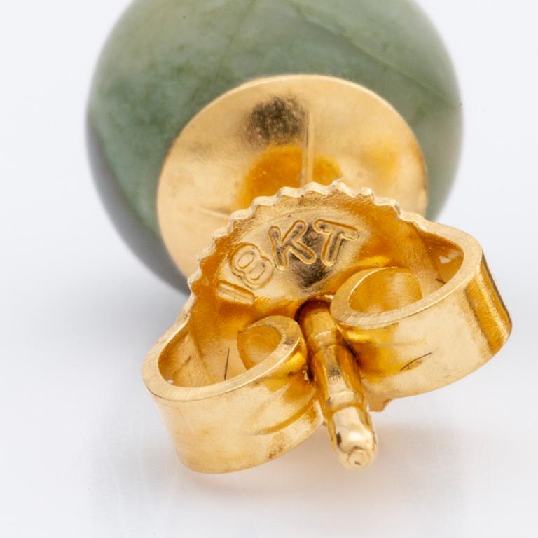 LYNGGAARD 2 rader jaspis ca 10 mm och röda stenar ca 10 mm utan lås samt örhängen 18K guld m jaspis ca 7 mm,originaletui.