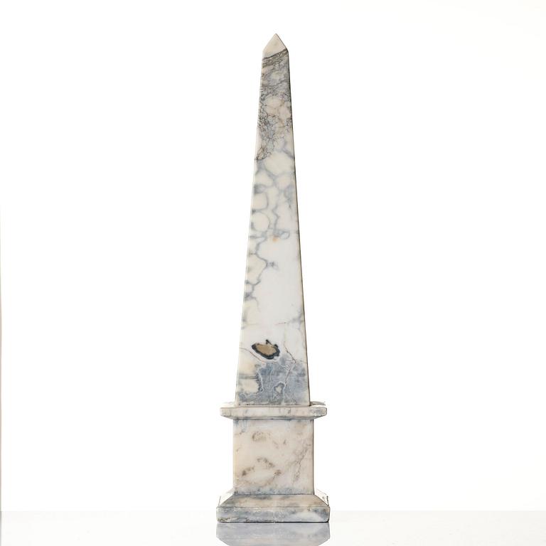 A Italian white marble obelisk, 20th century.