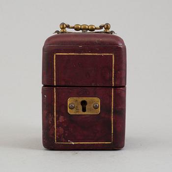 A 19th century leather box, E. Rimmel, London Paris.