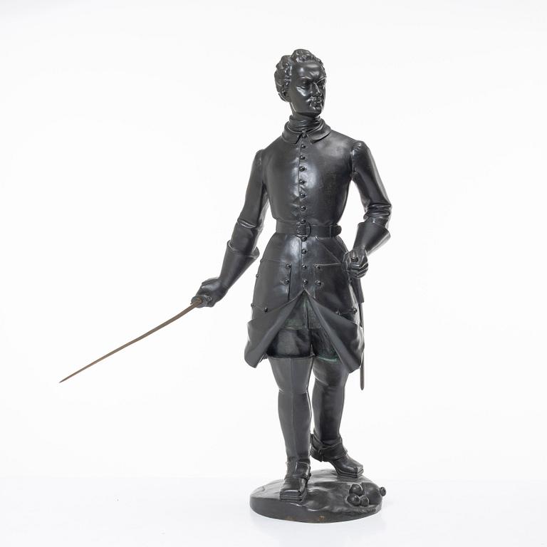 A bronze sculptur of King Charles XII of Sweden.