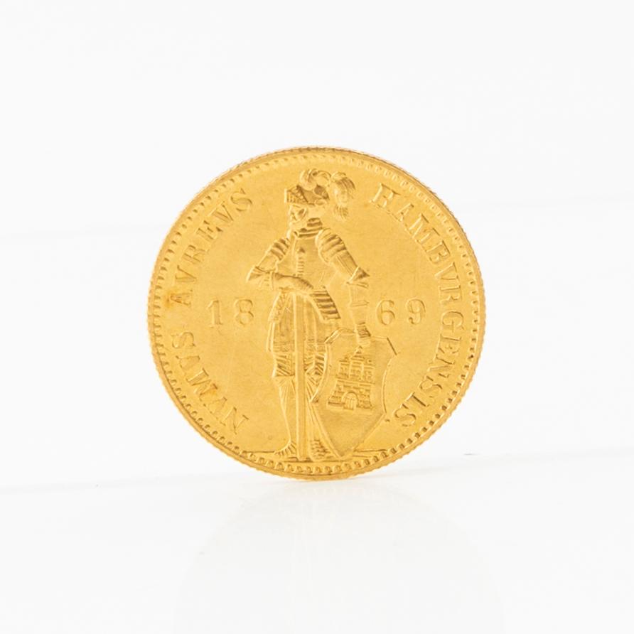 Gold coin ducat 1869 Hamburg German-Roman Empire.