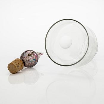 Kaj Franck, karahvi, malli 1502, "Kukkopullo" signeerattu K. Franck Nuutajärvi Notsjö -63.