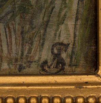 OKÄNDA KONSTNÄR, olja på pannå. Monogramsignerad.