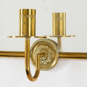 LARS HOLMSTRÖM, a pair of Swedish Grace brass wall-sconces, Lars Holmström Arvika,1920-30's.