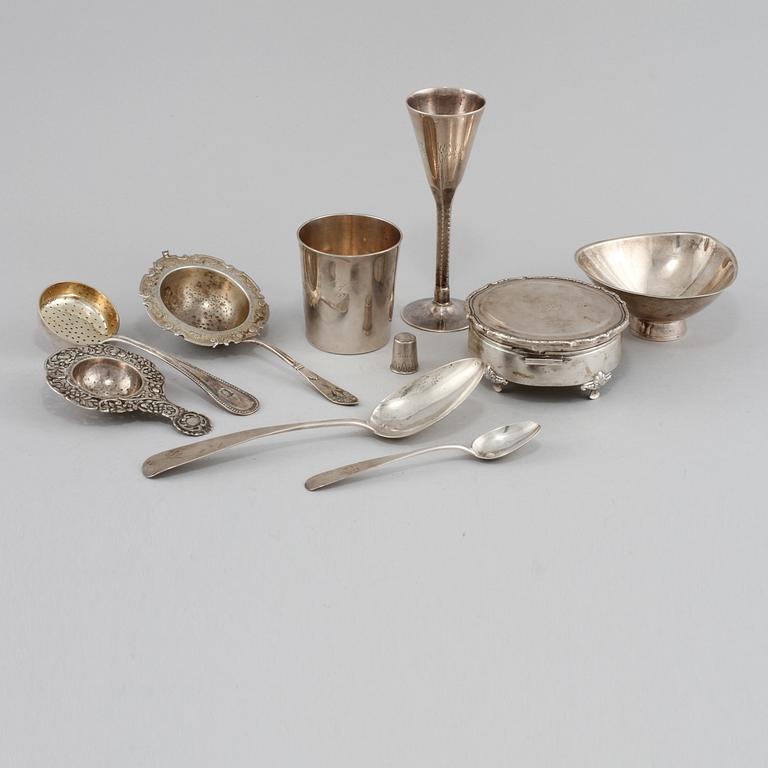 PARTI SILVER, 10 delar, 1800-tal respektive 1900-tal. Vikt 560 g.