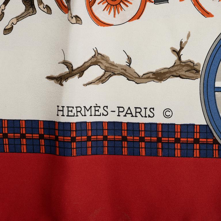 Hermès, two silk scarves.
