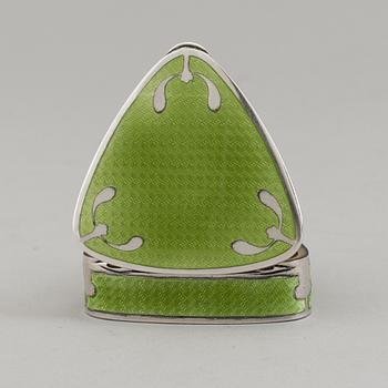 An Austrian Silver green guilloche enamel box, makers's mark Georg Adam Scheid, Vienna 1904.
