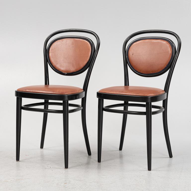 A set of six bentwood  Thonet chairs model 83.with leather upholstery.