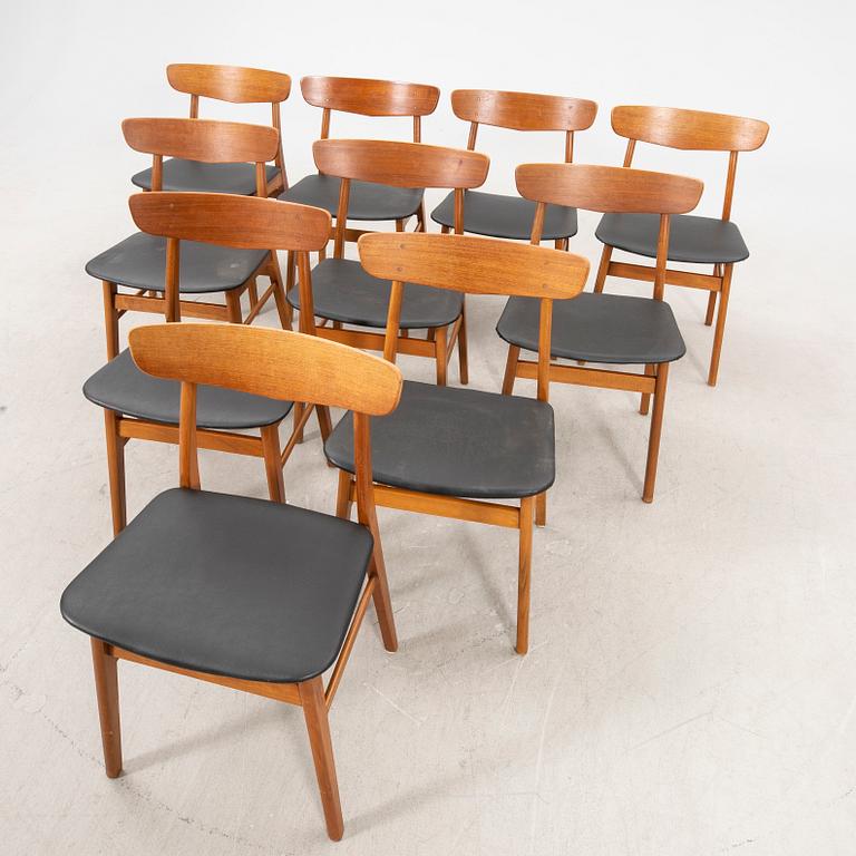 A set of 10 1960s Farstrup teak dining chairs.