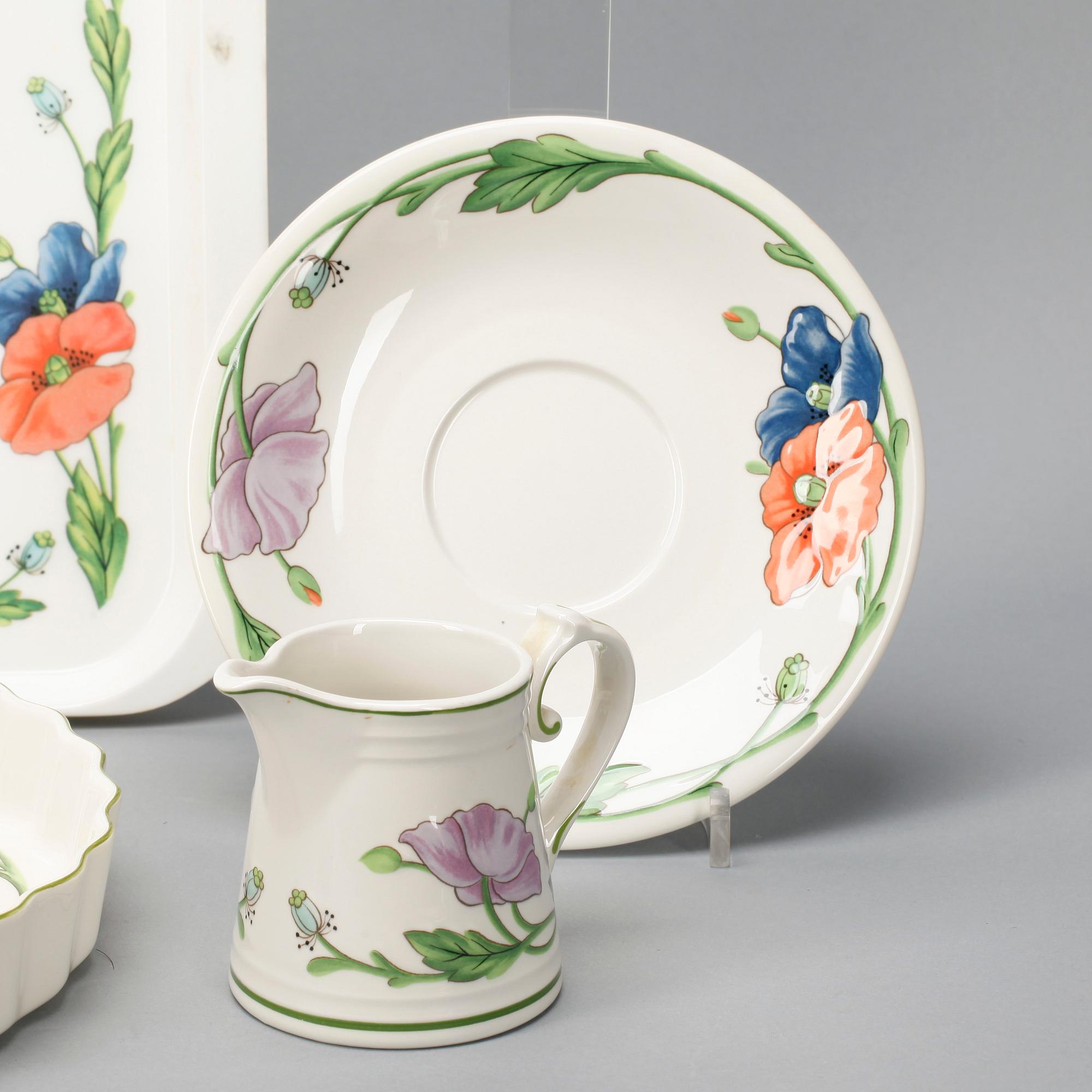 KAFFESERVIS, 18 delar, porslin, "Amapola", Villeroy & Boch, Tyskland, 1900-talets slut.