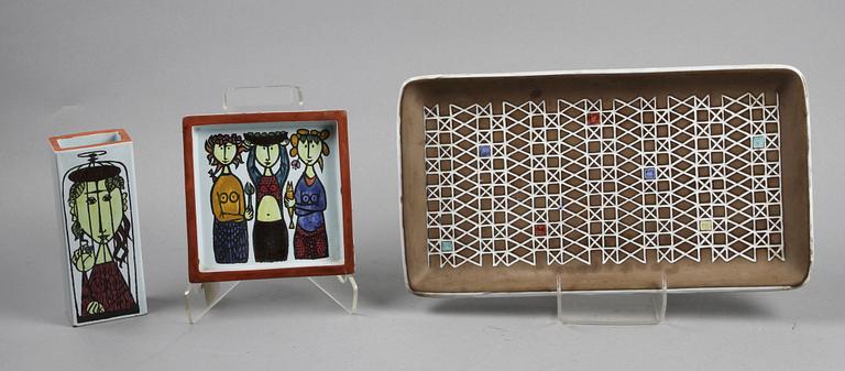 PARTI KERAMIK, 3 delar. Bl a "Karneval", Stig Lindberg, Studio Gustavsberg. 1900-tal.