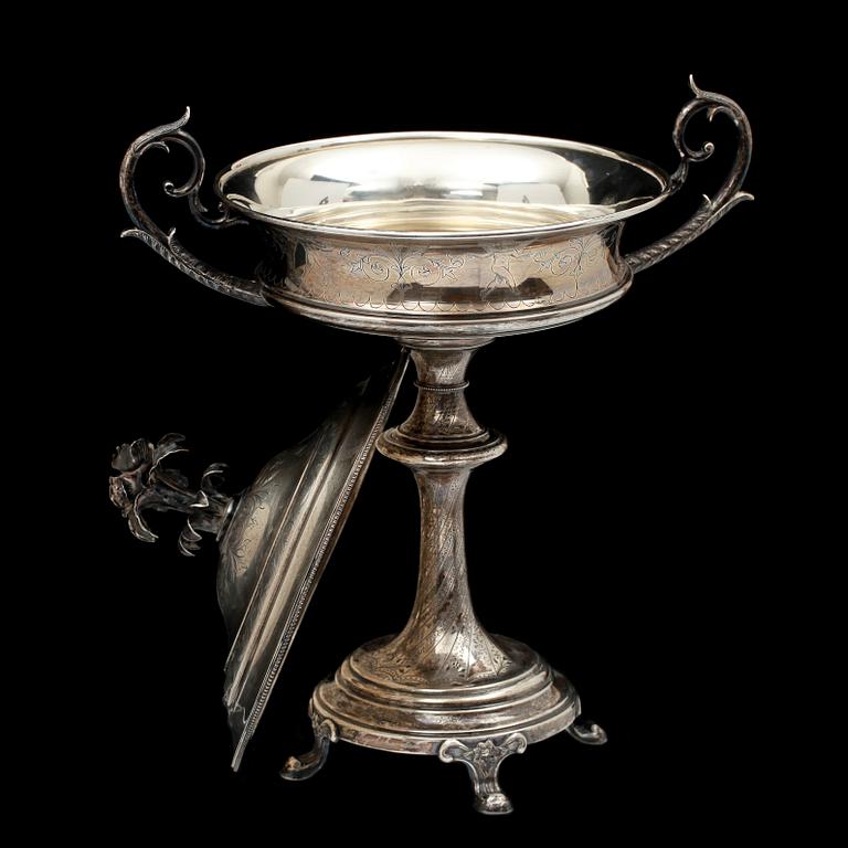 SOCKERSKÅL, empirestil, silver, Claes Peter Hedin, Jönköping, 1877. Tot vikt ca 690 g.