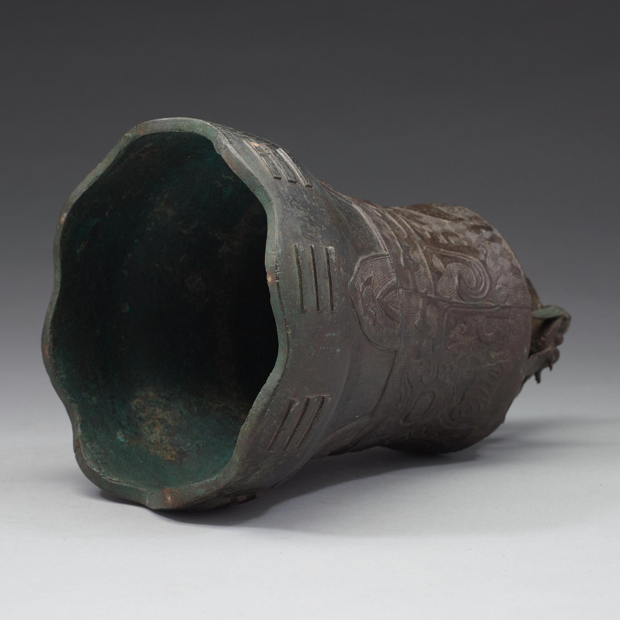 A bronze temple bell, Ming dynasty (1368-1644).