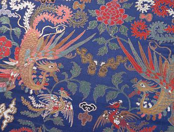FABRIC ROLLS, 2 pieces, silk. Two uncut rolls of silk yardage. 777 x 71 and 702 x 72 cm. China late Qing dynasty.
