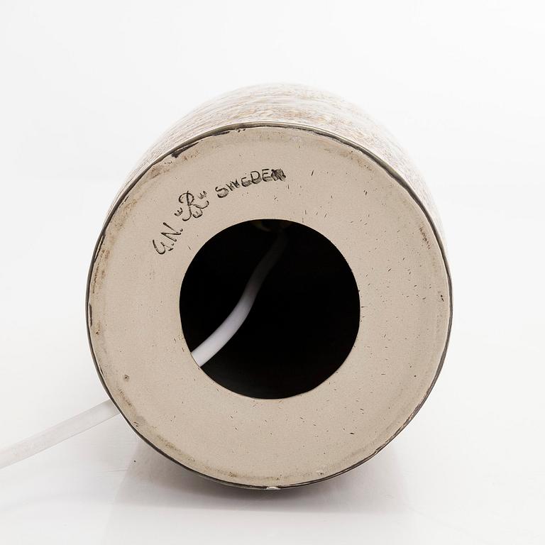Gunnar Nylund, a stoneware table lamp and pen holder, Rörstrand, mid-20th century.