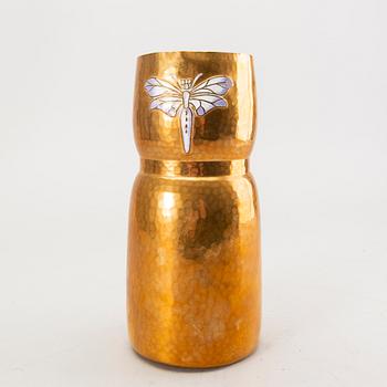 Würtembergische Metallwarenfabrik, a copper and enamel vase early 1900s.