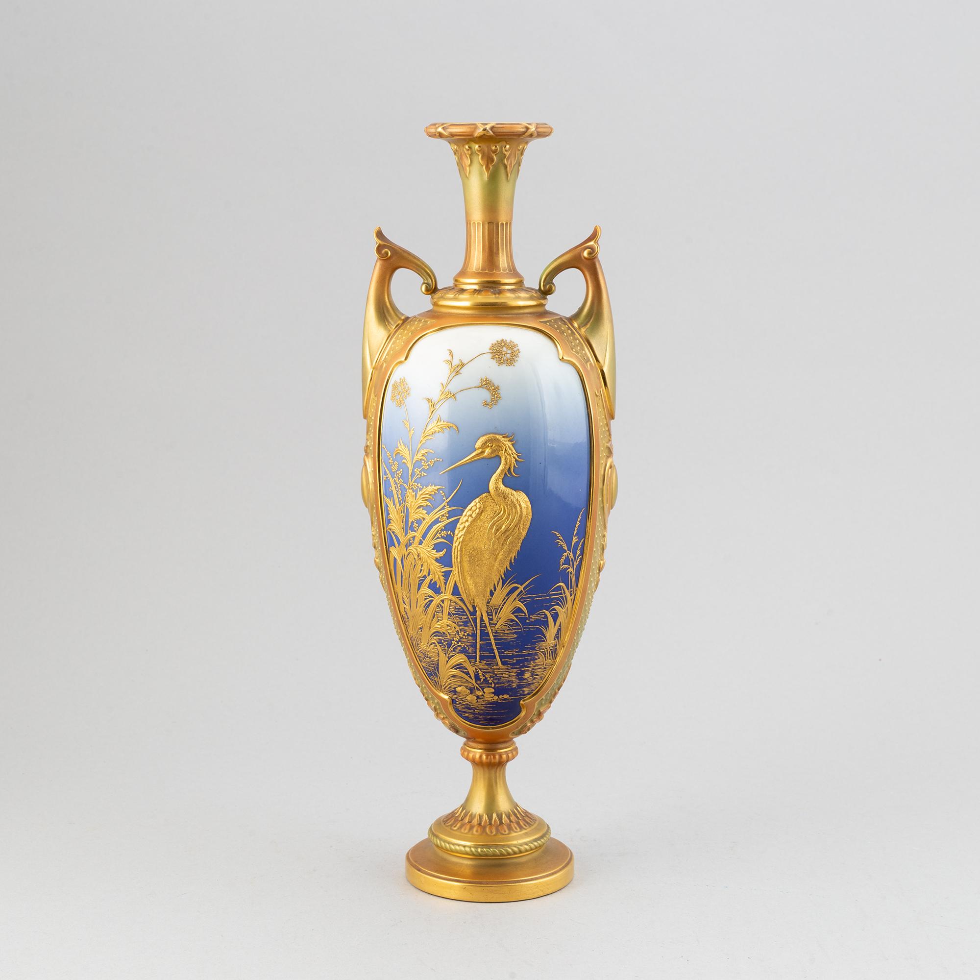 A porcelain urn from Royal Worcester, England, 1897.