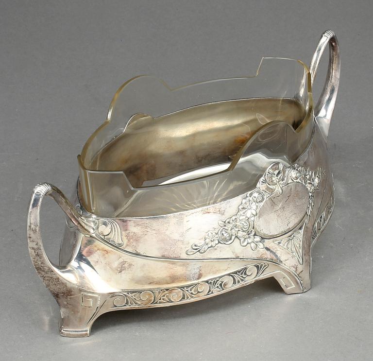 JARDINIERE, jugend, nysilver, tidigt 1900-tal.