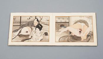 An album with 11 shunga paintings, Japan circa 1900.