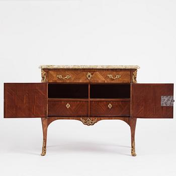 A Swedish rococo parquetry and ormolu-mounted commode, later part of the 18th century.