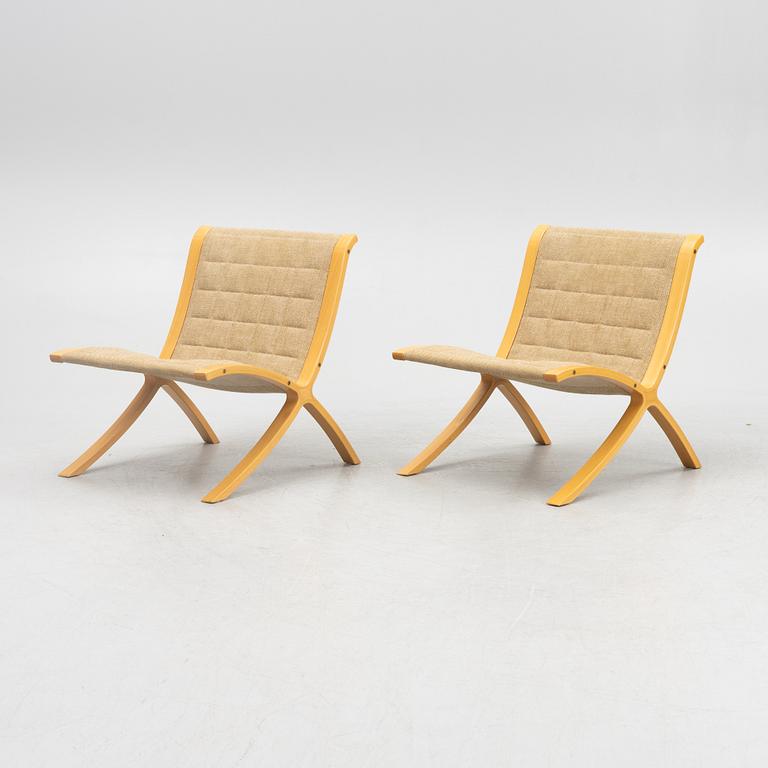 Peter Hvidt & Orla Mølgaard Nielsen, a pair of 'X' lounge chairs, Fritz Hansen, Denmark, 1980.