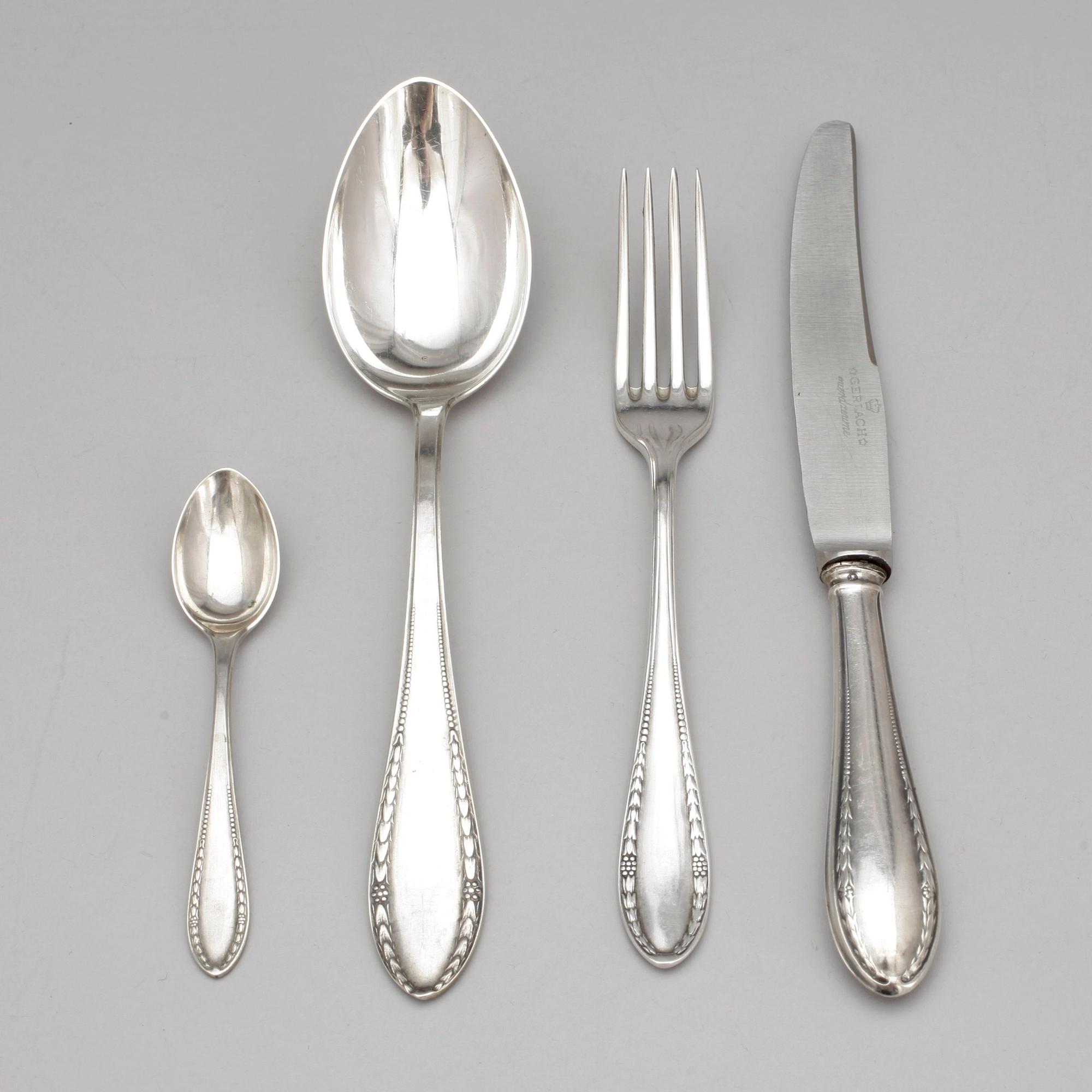 BESTICKUPPSÄTTNING, 21 delar, silver, Polen, 1900-tal. Totalvikt ca 1120 gram.