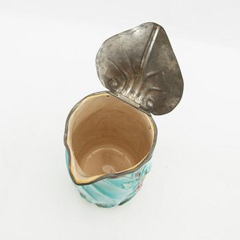 Toddy pot Art Nouveau around 1900 majolica.