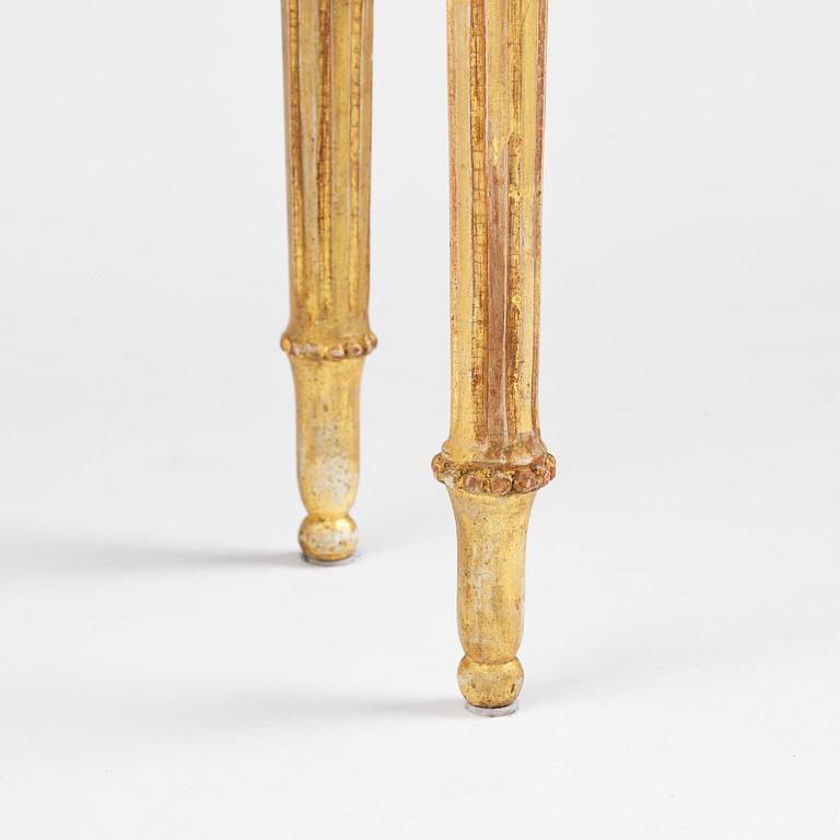 A late Gustavian carved giltwood and marble console table attributed to P. Ljung (1743-1819).