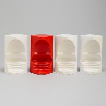 SIVERT LINDBLOM, a set of four plastic objects, with stamp mark and dated 1968.