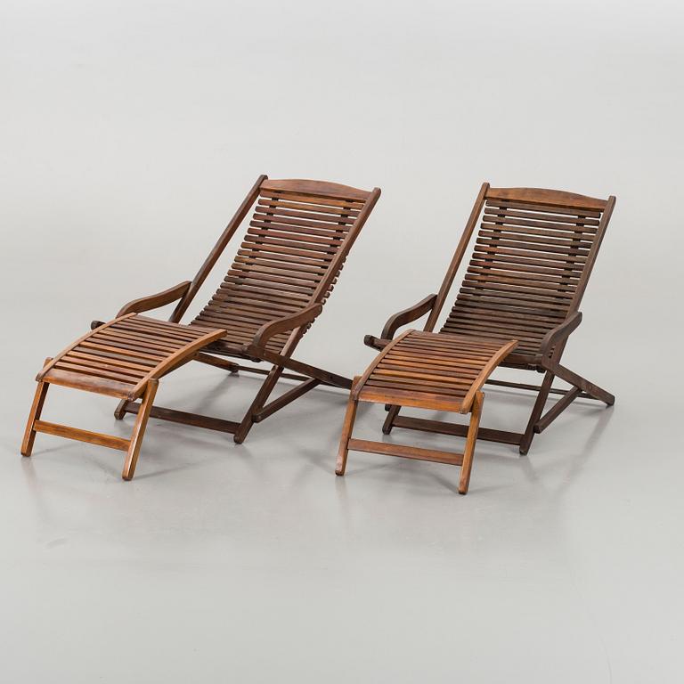 TWO HARDWOOD DECKCHAIRS JUTLANDIA.