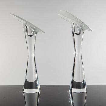 Timo Sarpaneva, candlesticks, a pair of glass, Iittala, 1999.