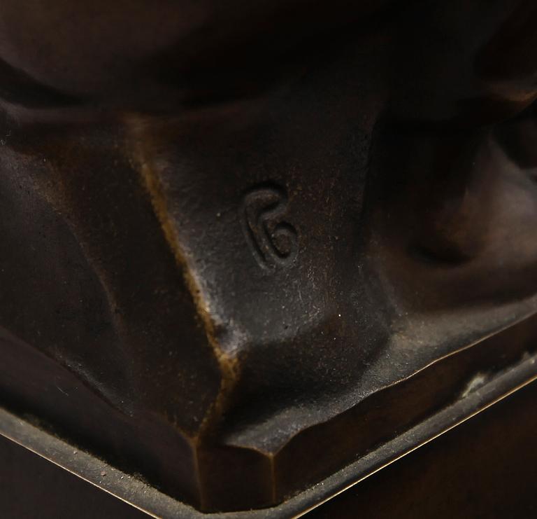 SKRIVSTÄLL, brons, signerad R, 1930-tal.