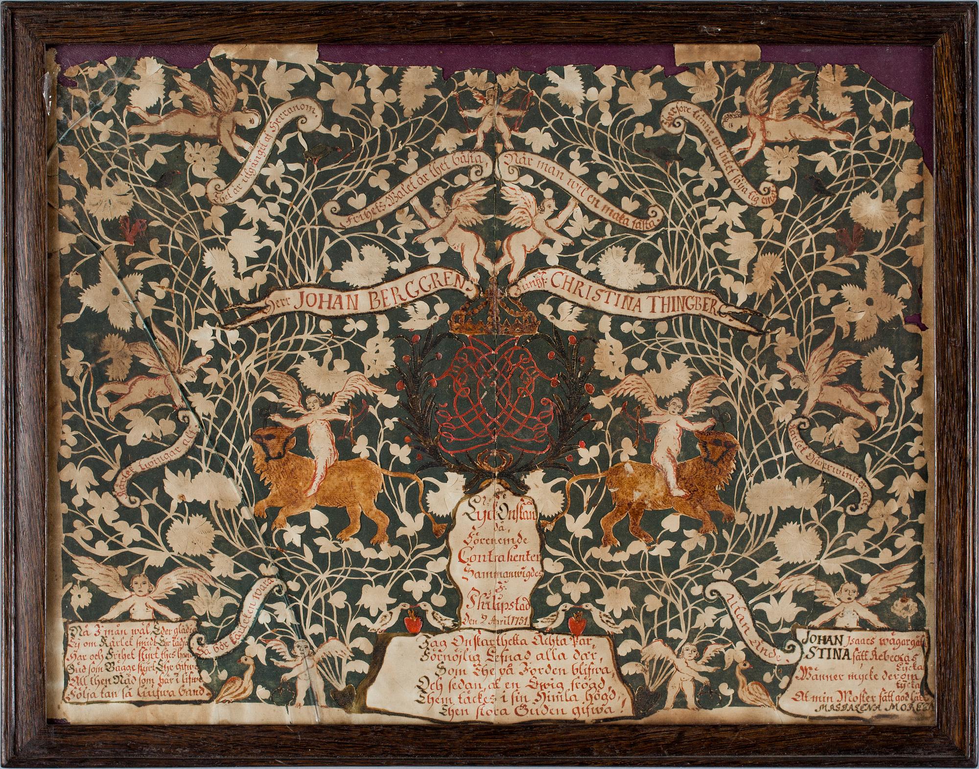 MINNESTAVLA, collage, dat Philipstad 9 April, 1751.