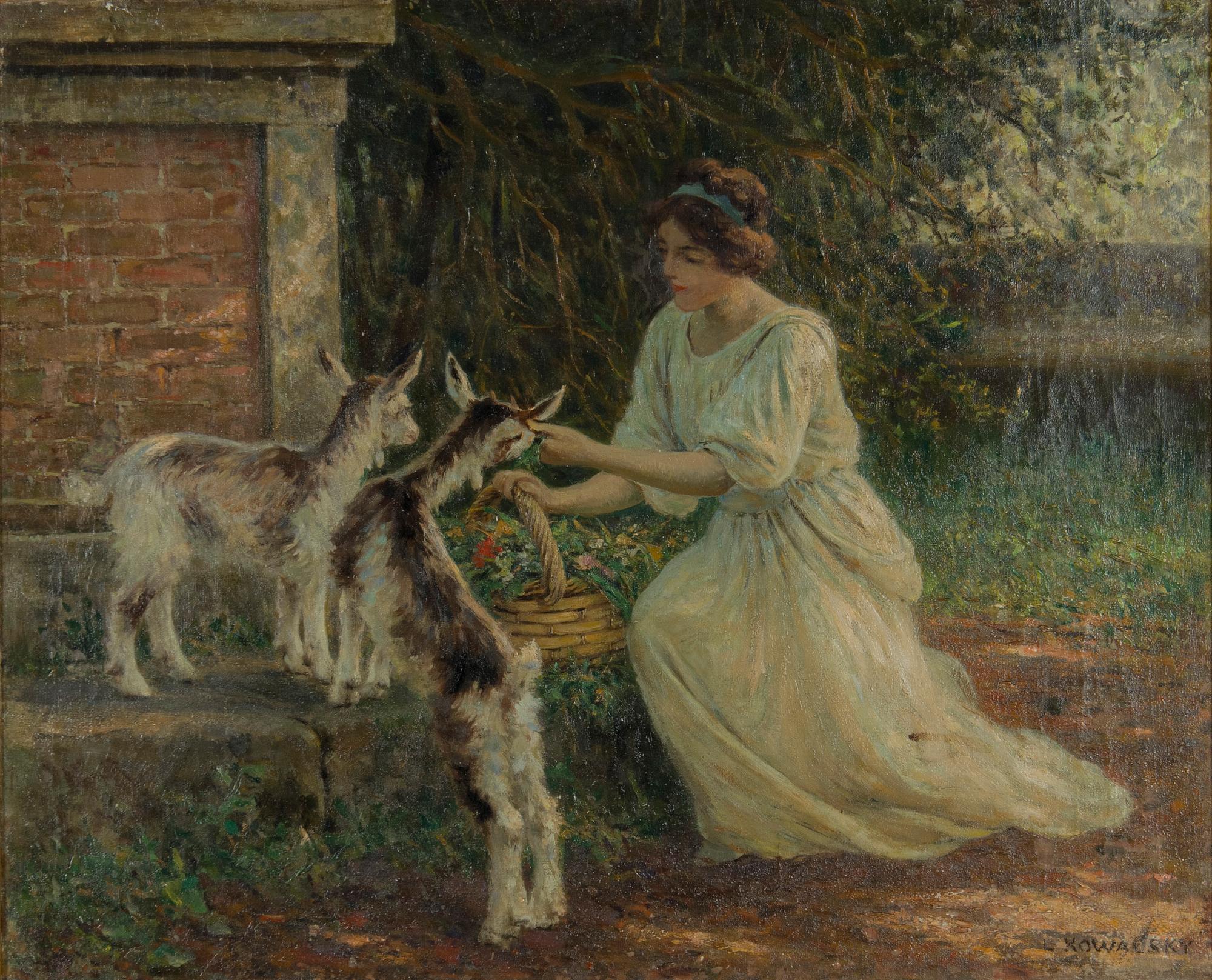 Leopold Franz Kowalski, Woman with Goat Kids.