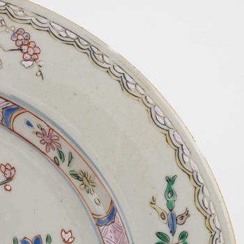 Three pairs of Famille rose plates, China, 18th century.
